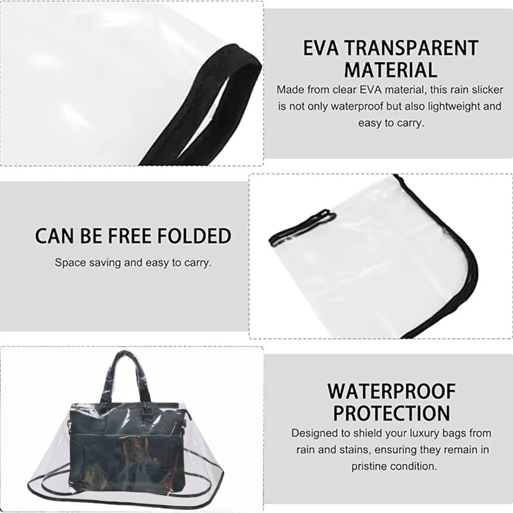 Clear Transparent Handbag Rain Cover Plastic Material Folding Design Tote Bag Rain Cover Durable Folding Bag Raincoat