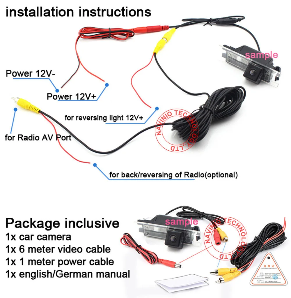 For Panda car rear view camera back up reverse car parking camera NTSC Waterproof