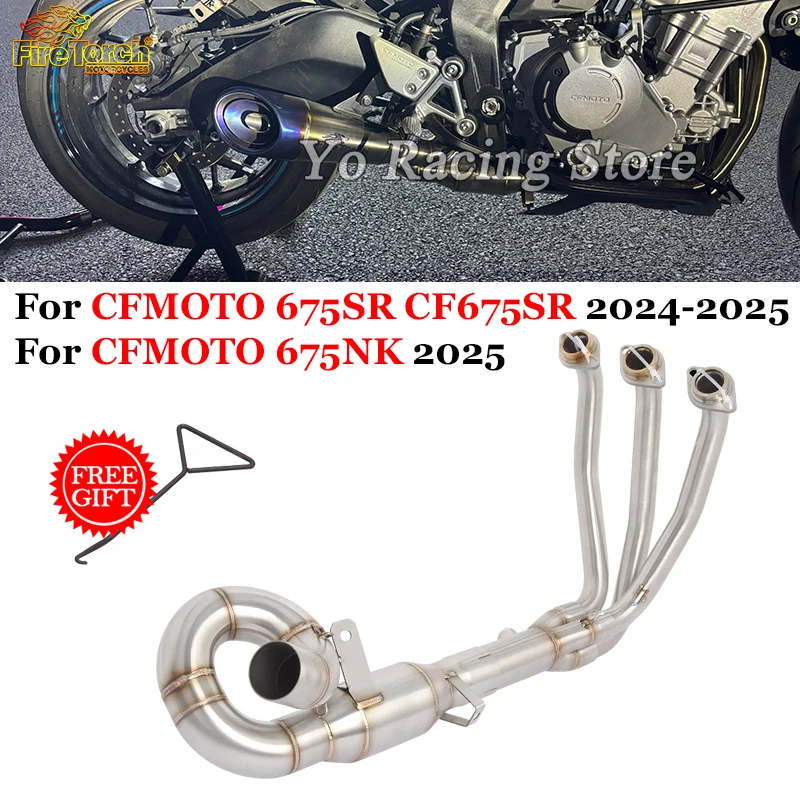 

Slip On For CFMOTO 675SR NK675 675 SR CF675SR 2024 2025 Motorcycle Exhaust Escape Front Link Pipe Connection 51mm Muffler Moto