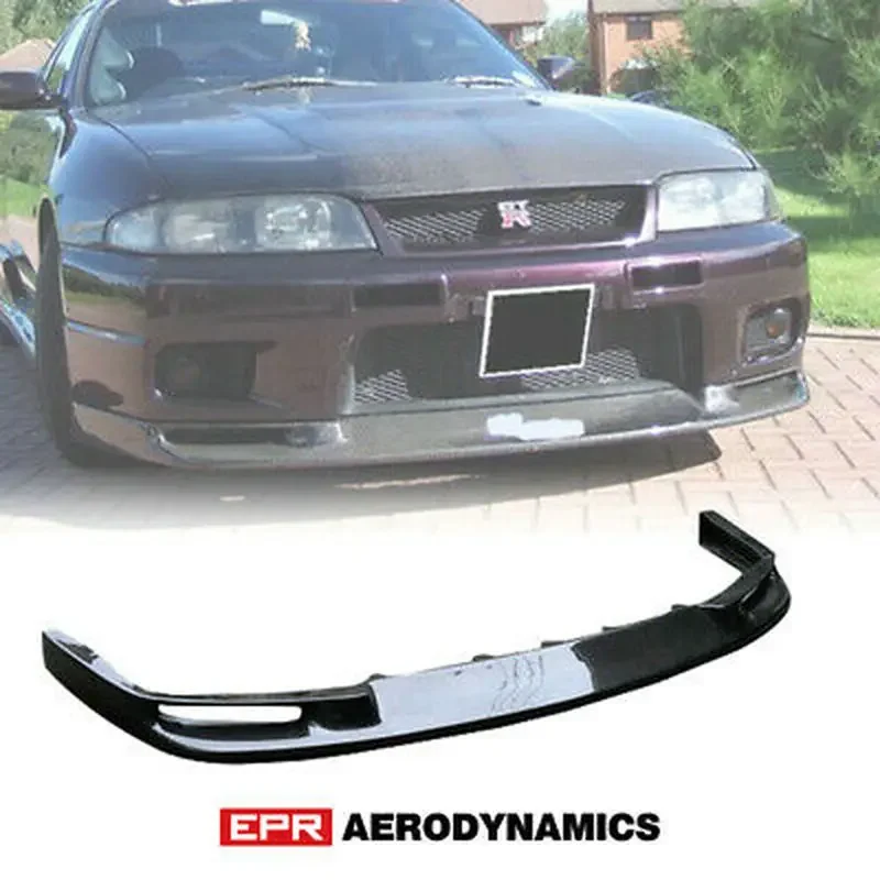 Carbon Fiber Black Glossy Finished For Nissan Skyline R33 GTR Jun Style Front Bumper Lip Exterior Accessories Body kit