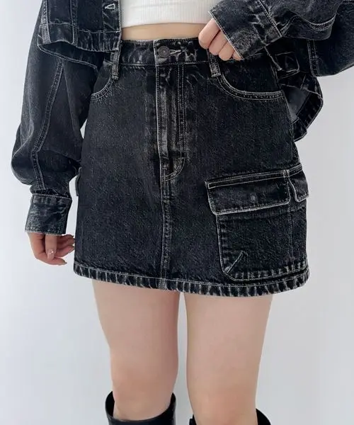 Harajuku Multiple Pockets Vintage Y2K New Fashion Womens Casual Versatile Sex Streetwear Denim Plaid Skirt Goth Black Mini Skirt