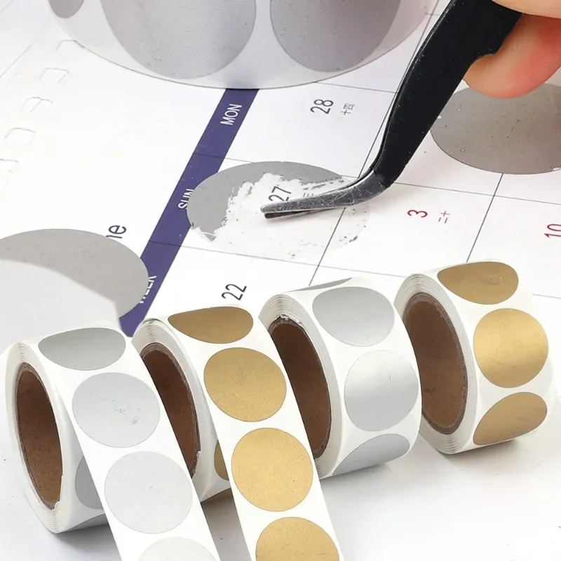 Gold Silver Scratch Off Stickers Round Shape Labels Sticker DIY Handmade for Game Scratch Sticker Labels Party Gifts Supplies