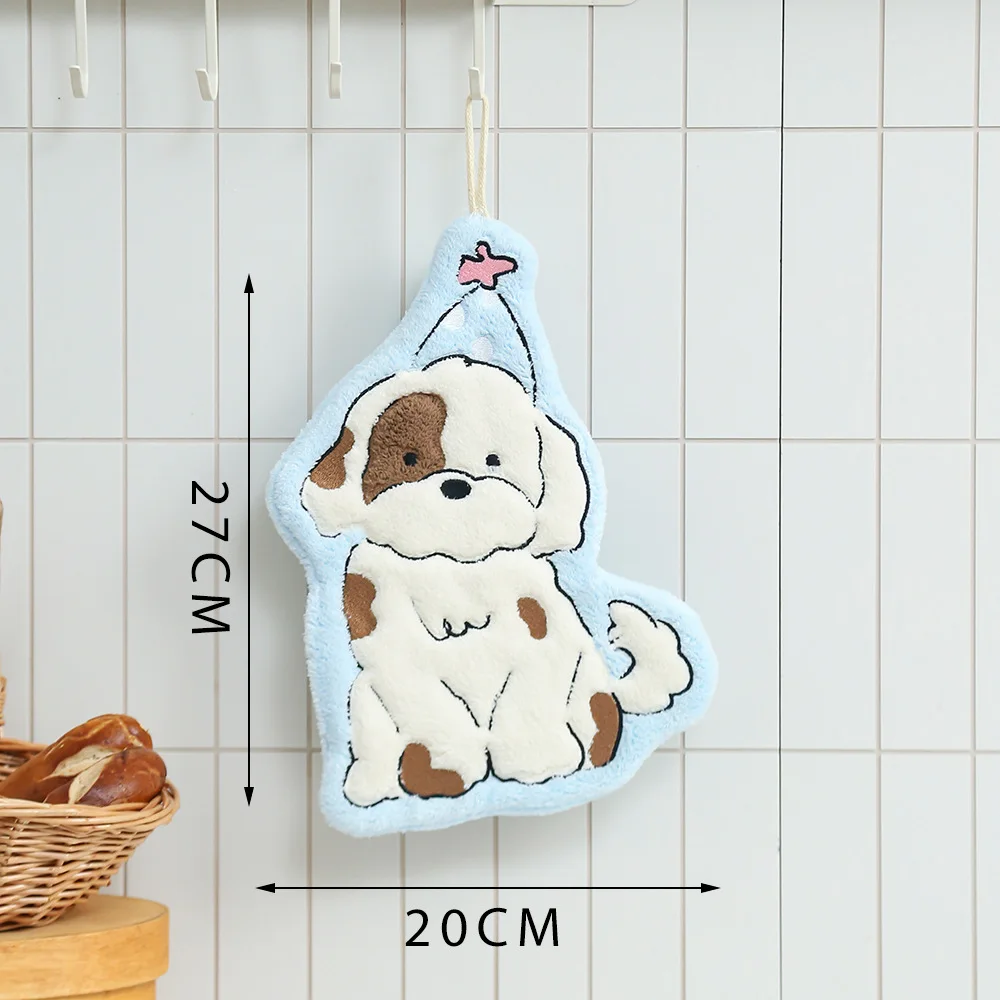Thick Super Absorbent Hand Towel with Cartoon Pattern. Coral Fleece Material,Suitable for Wiping Hands in Kitchens and Bathrooms