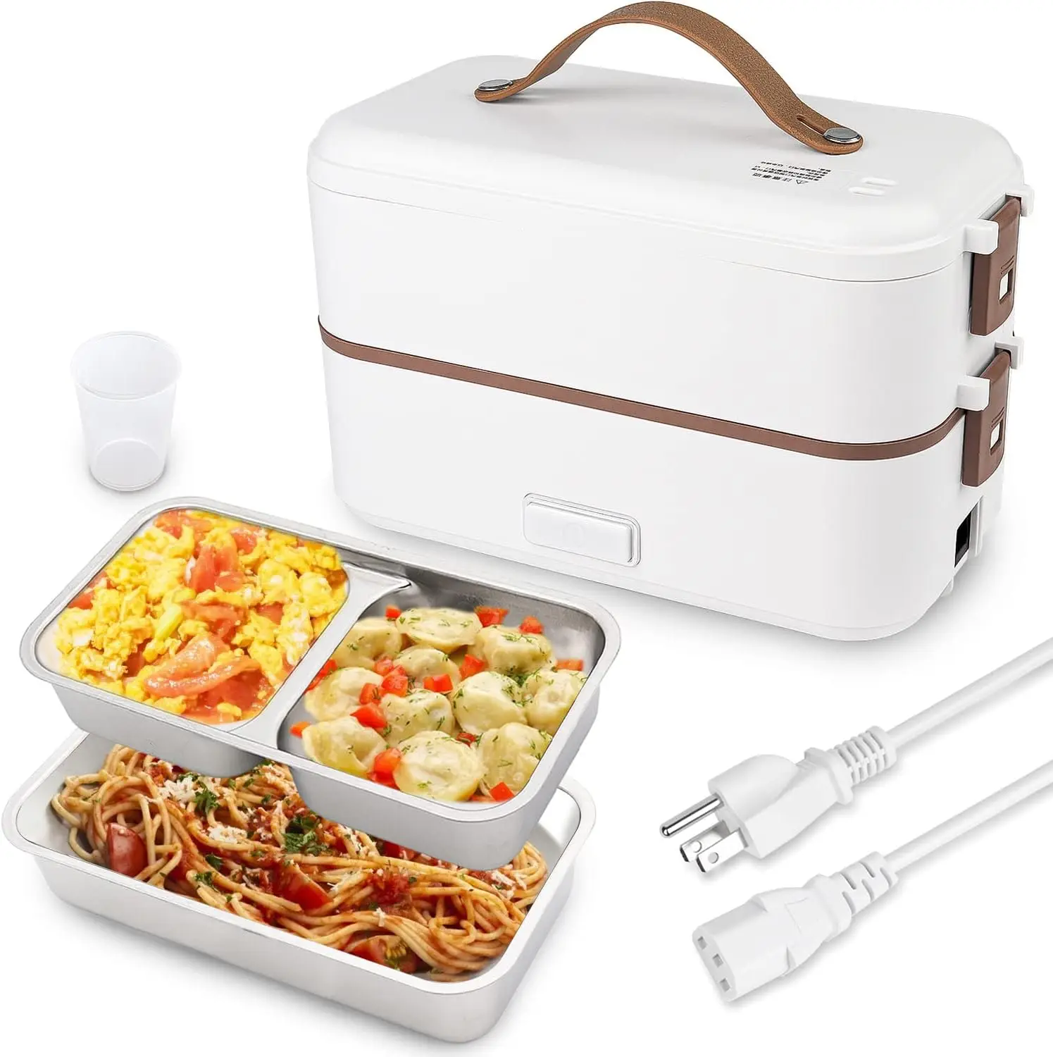 

Self Cooking Electric Lunch Box, Portable Food Warmer for On-the-Go,Mini Rice Cooker 2 Layers 800ML Heated Lunch Box for Home
