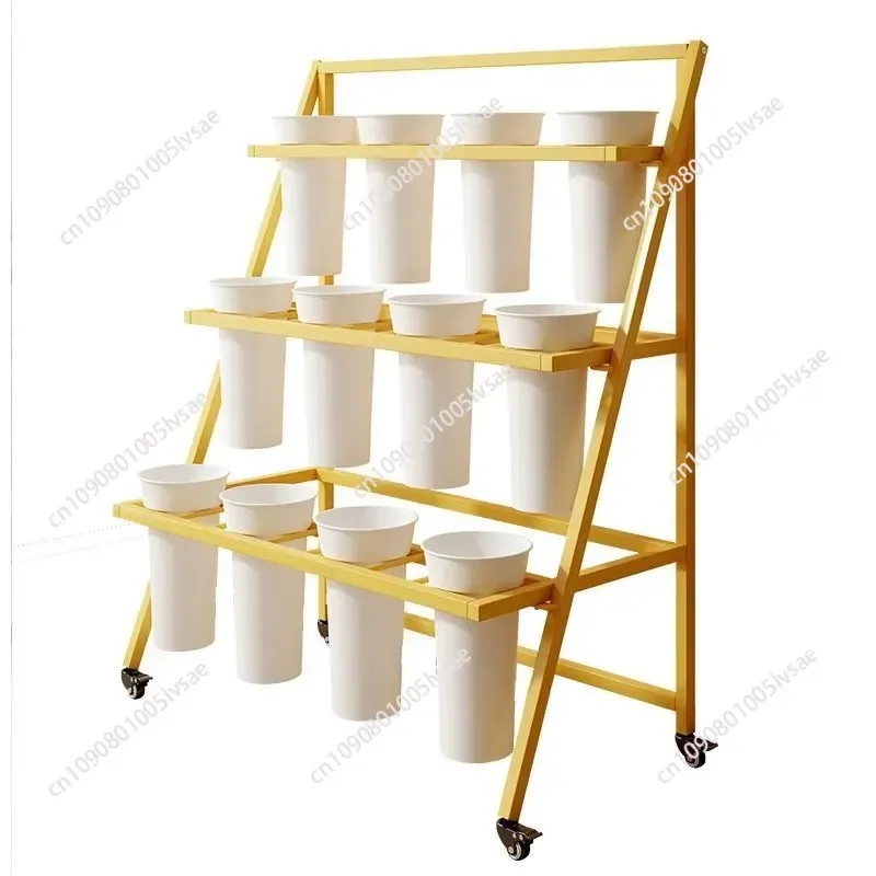 for Supermarket Flower Shop Foldable Stall Display Rack Outdoor Multi-layer Watering Bucket Stand for Night Market Flower