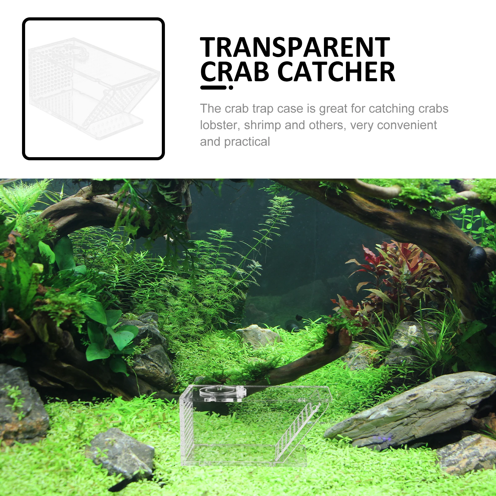 

Acrylic Trap Box Fish Tank Catcher Clear Aquarium Container Pet Water Storage Case Crab Catching Box Transparent Crab Catcher