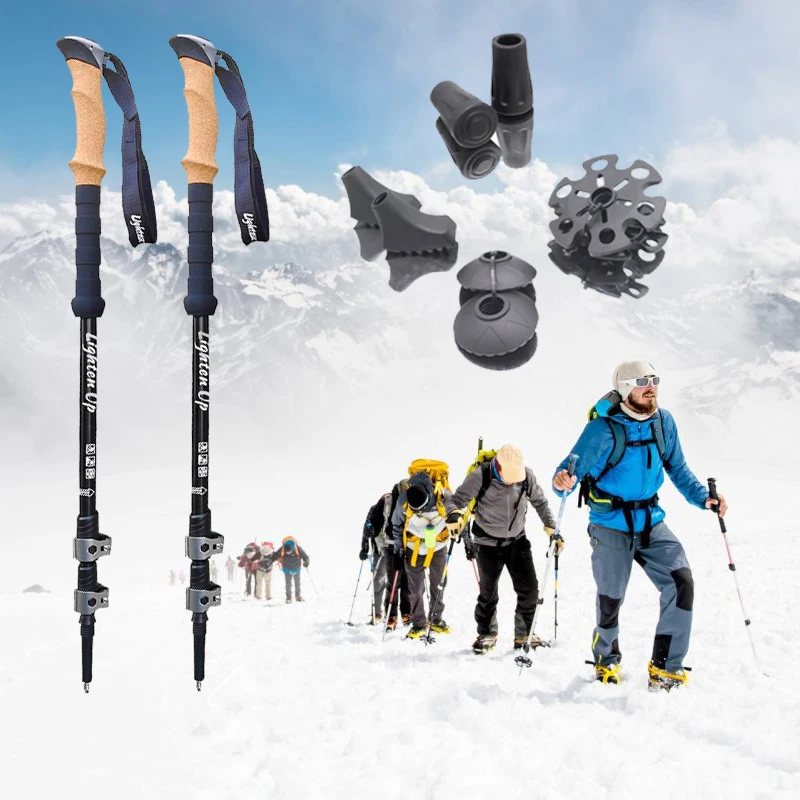 

1Pc/2Pcs Trekking Poles Aluminum Alloy Walking Sticks Alpenstock Telescopic Ultralight Adjustable with Quick Lock Hiking Cane