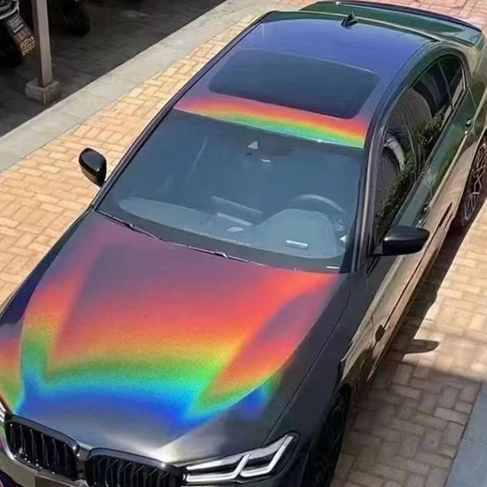 

3D Rainbow Storm Grey High Glossy Chameleon Adhesive Vinyl for Motorcycle Wraping Vinyl matte Car Wrap Sticker on the Hood Vinyl