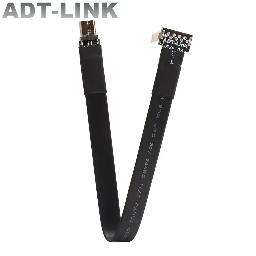 USB 2.0-Winkel-Stecker auf Micro-USB-Stecker, Flachbandkabel, USB-A, Micro-B, 90-Grad-USB-Kopf, USB 2.0-Geräteverlängerung, FPV, GPS, ROCK Pi 4