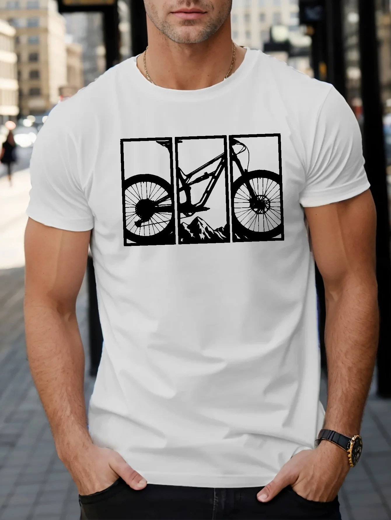 

Мужские футболки с короткими рукавами с принтом Bicycle Mountain, повседневная футболка с круглым вырезом, удобная дышащая футболка