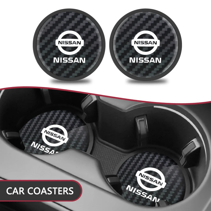 Car Anti-Slip Mat Coaster Water Cup Slot Decorate Accessories for Nissan X-trail Qashqai Note Juke Sentra Patrol Navara Micra