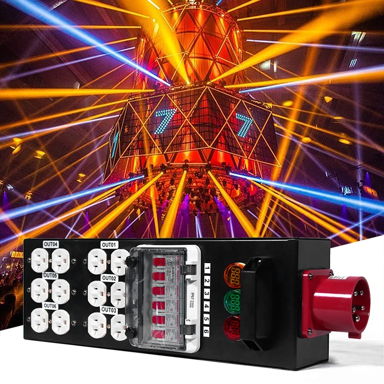 

Three Phase Five Wire Stage Light Power Distributor Box Rectangle Power Distributor Europe 32A