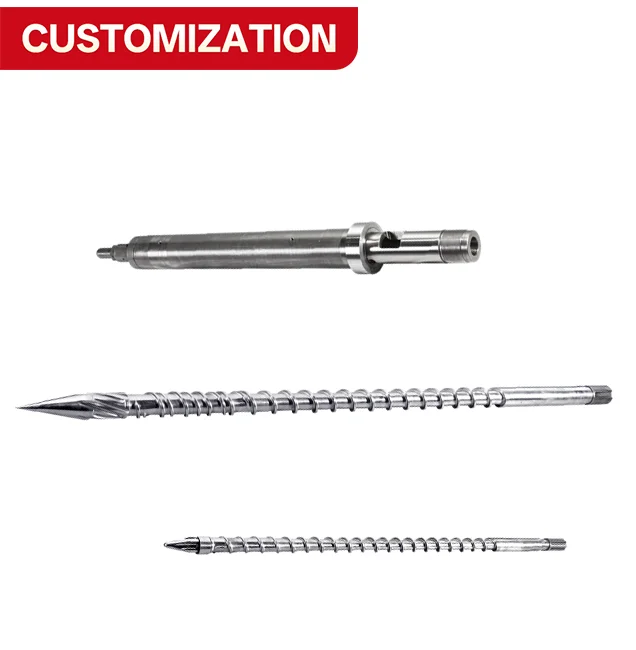 Bimetallic Screw Barrel 40x40mm High Precision for Injection Molding Machine Custom Plastic Injection Screw Barrel Long Service