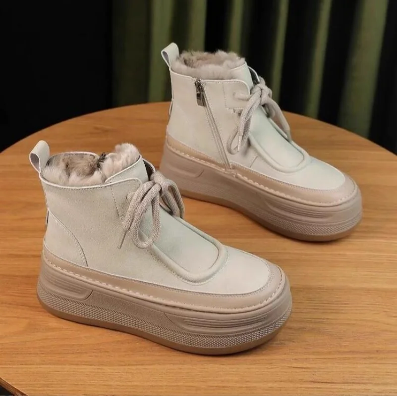 

Женские ботильоны 2025 года, новая нескользящая теплая женская зимняя обувь из микрофибры, зимние ботинки на платформе для женщин
