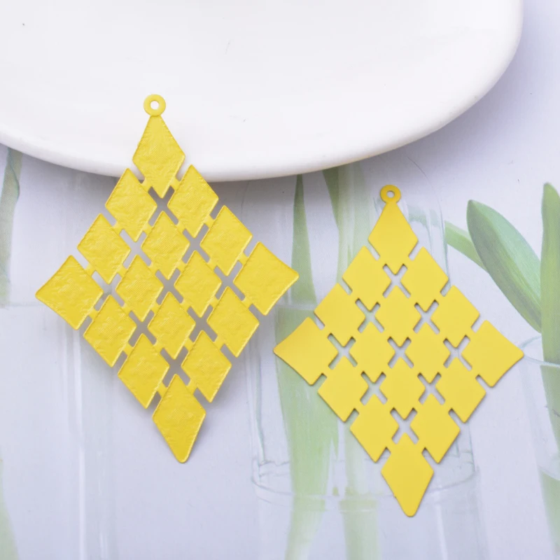 30 Stück AB1793 58*35mm Messing Bemalte Rhombus Große Lasergeschnittene Anhänger Bunte Schmuck-Ohrring-Accessoires – Detail 5