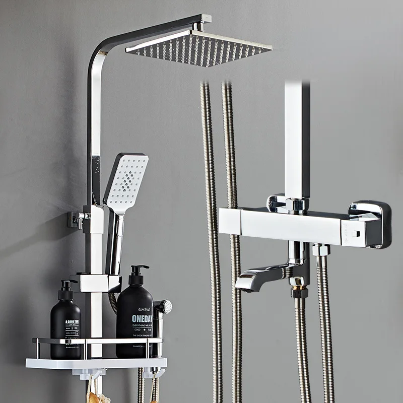 

Shower shower set All copper constant temperature hot and cold household bath pressurized bathroom bath wall-mounted bathroom