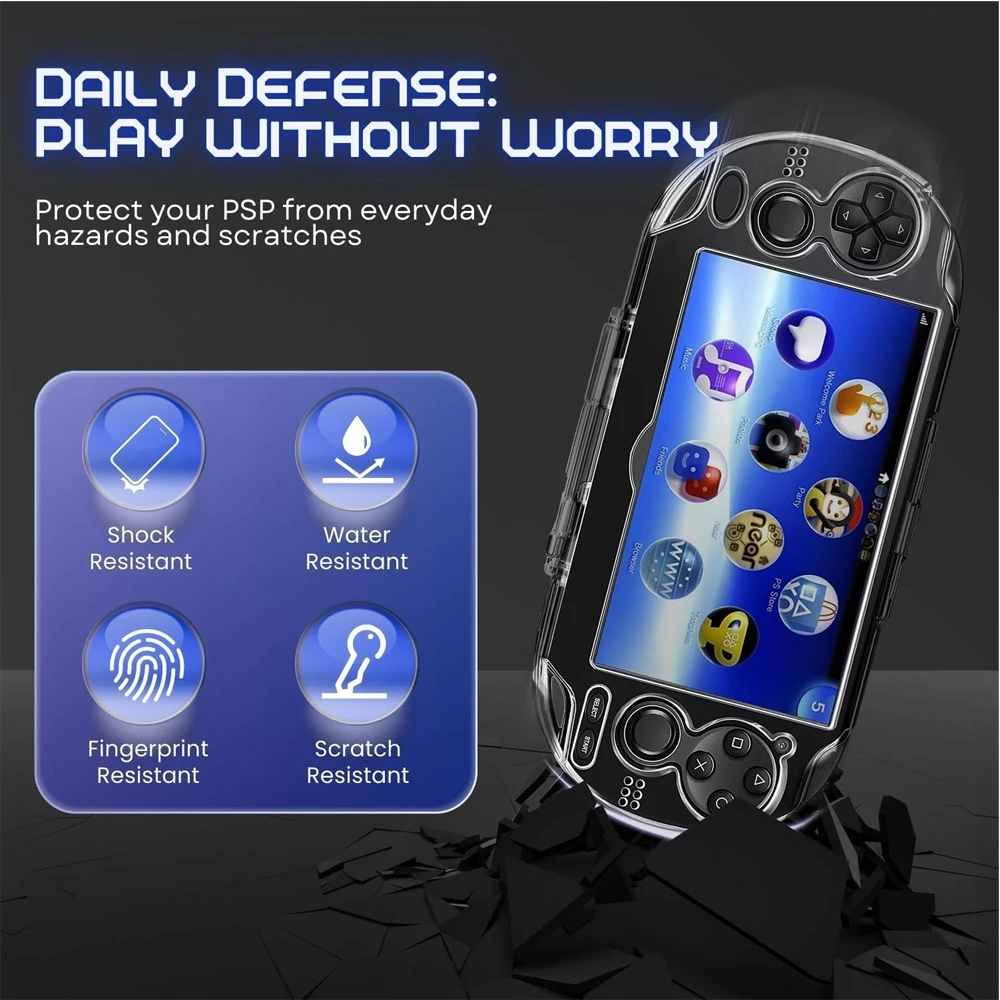حافظة كريستال واقية لـ PS Vita 1000 محمولة شفافة من مادة البولي يوريثان الحراري غطاء كامل لملحقات Sony PSV 1000