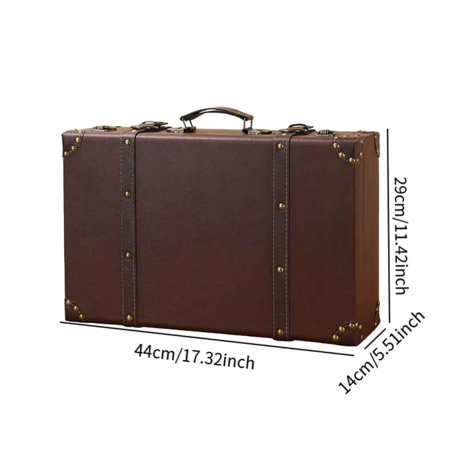 Wooden Suitcase with Handle Rustic Collectible Home Decor Luggage Valise Luggage Trunk for Window Display Themed Party Keepsake