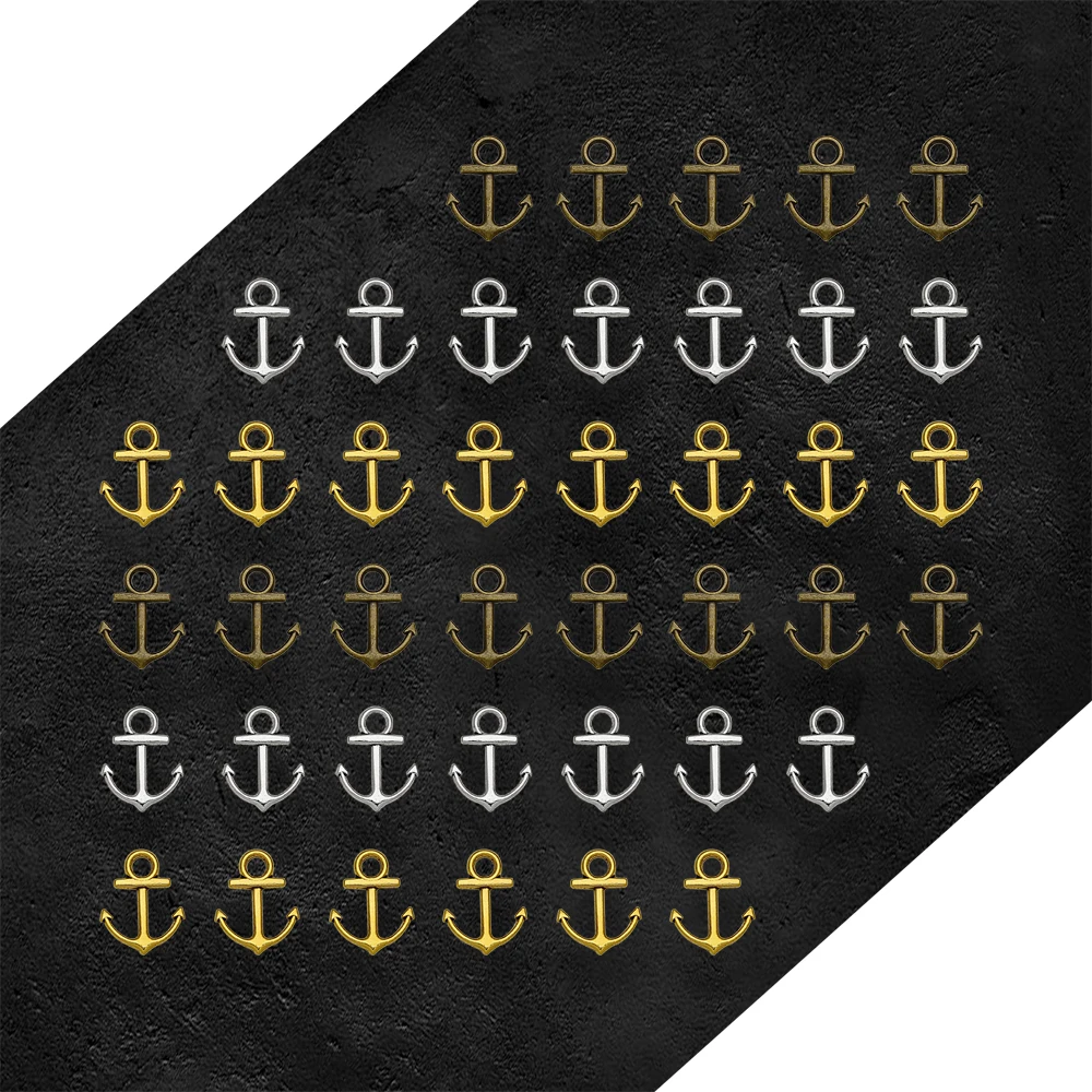 50pcs/Lot--19x15mm 3 Colors Plated Tiny Anchor Charms Navigation Mini Pendants DIY Supplies Jewelry Making Finding Accessories