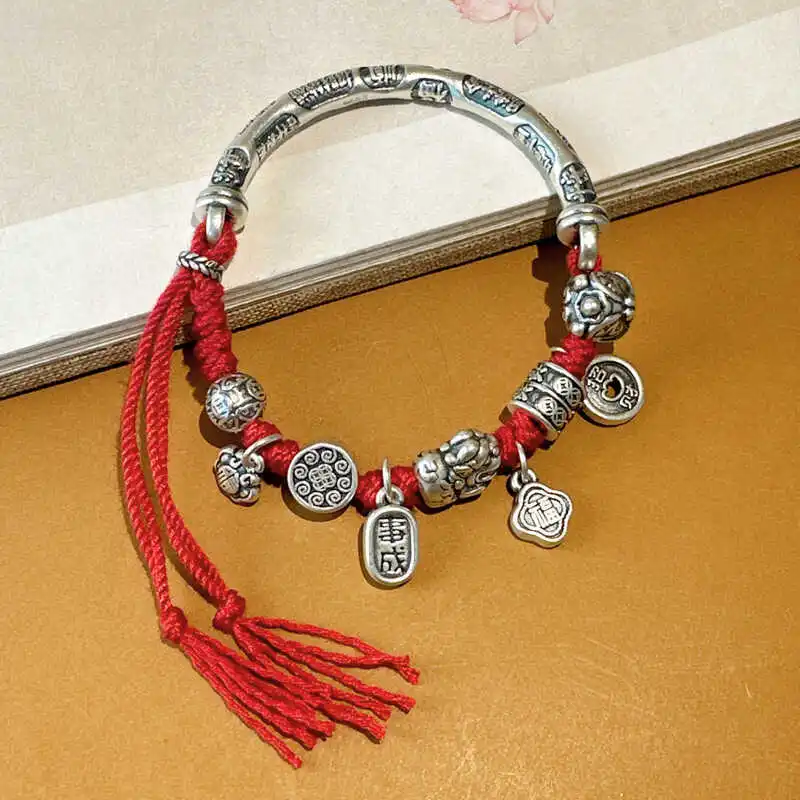 2025 Pi Xiu Couple Bracelet Benmingnian Red Rope Handmade Rope Pair of Retro Ethnic Style Gift for Boys and Girls