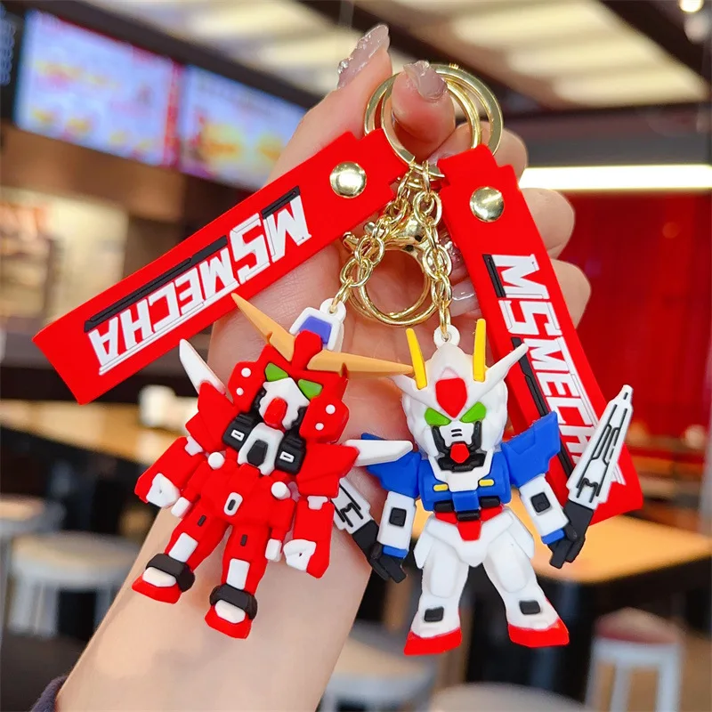 New Style Creative Cartoon Cartoon Robot Gundam Doll Keychain Chain Car Pendant Ornament Children's Birthday Gift Christmas Gift