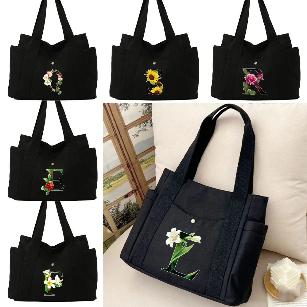 Outdoor Travel Single Shoulder Bag Women's Canvas Single Shoulder Bags Flower Color Series Work Commuting Items Storage Bags