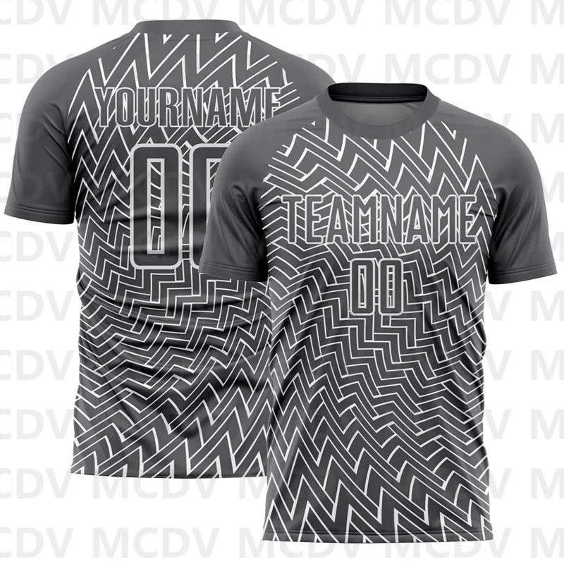 

Custom Steel Gray White Lines Sublimation Soccer Uniform Jersey Personlized Team name and you name number T-Shirts