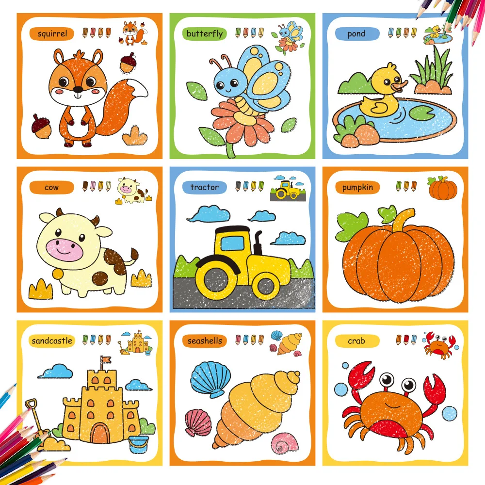 10-Buch-Set, Malbuch für Kinder zur Verbesserung des kognitiven Denkens, einschließlich 10 Cartoon-Themen für Jungen und Mädchen – Detail 16