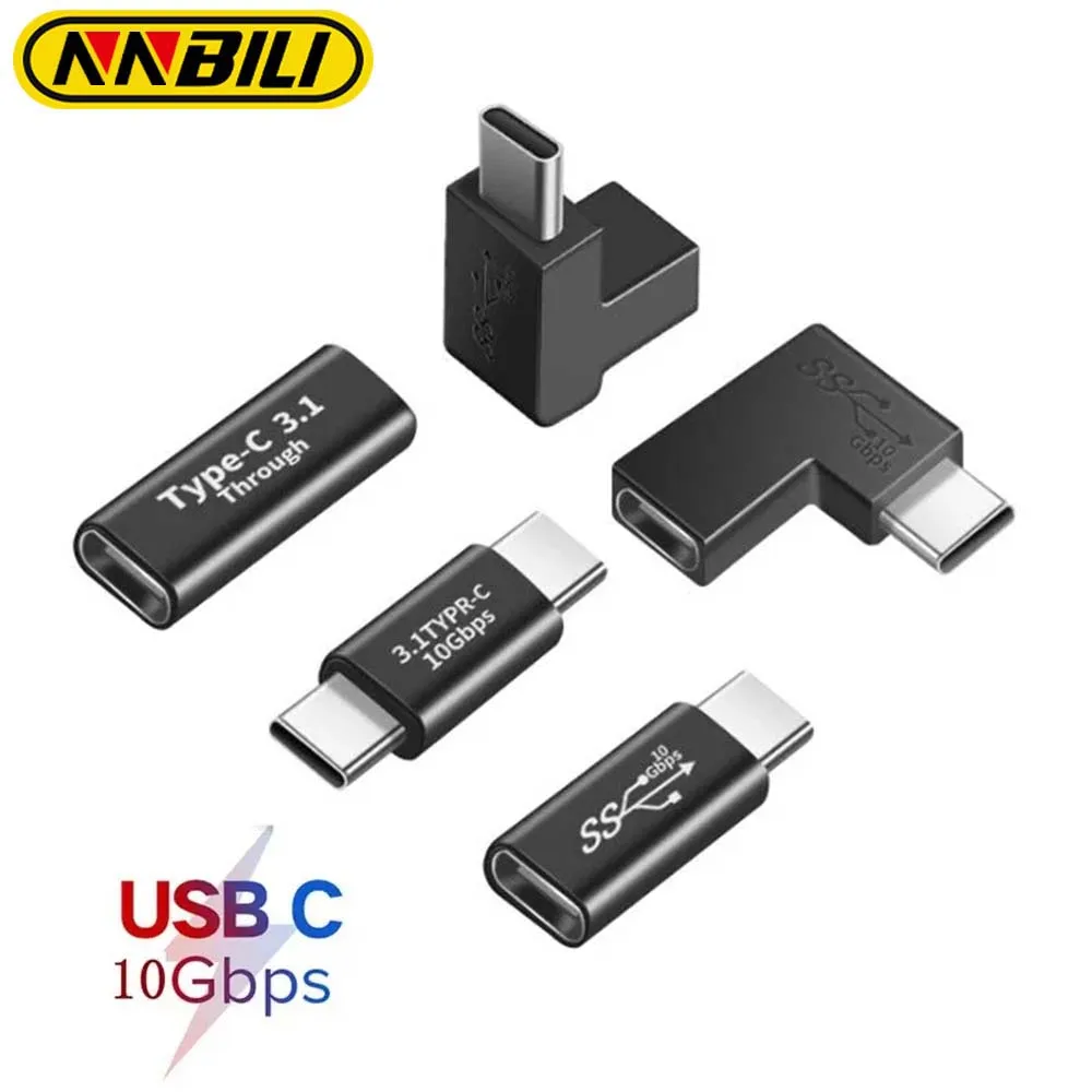 NNBILI rechtwinkliger 90-Grad-USB 3.1-Typ-C-Adapter, Buchse auf Stecker, Konverter, 10 Gbit/s, USB-C-Ladedaten-Synchronisierungs-Verlängerungsstecker
