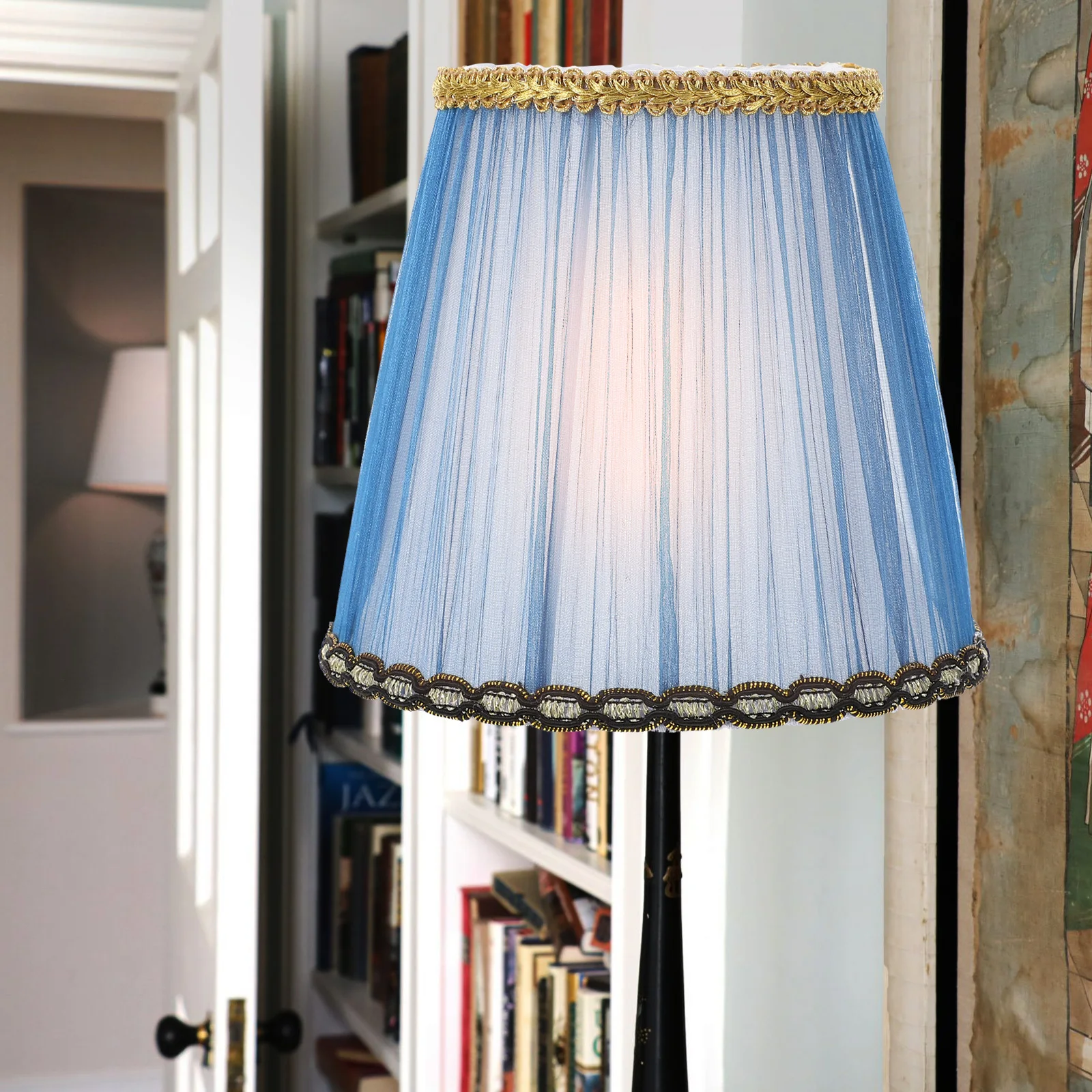 

Clip Bulb Lampshade Wall Cloth Shades with Vintage Fabric Small Bedside Home Decor