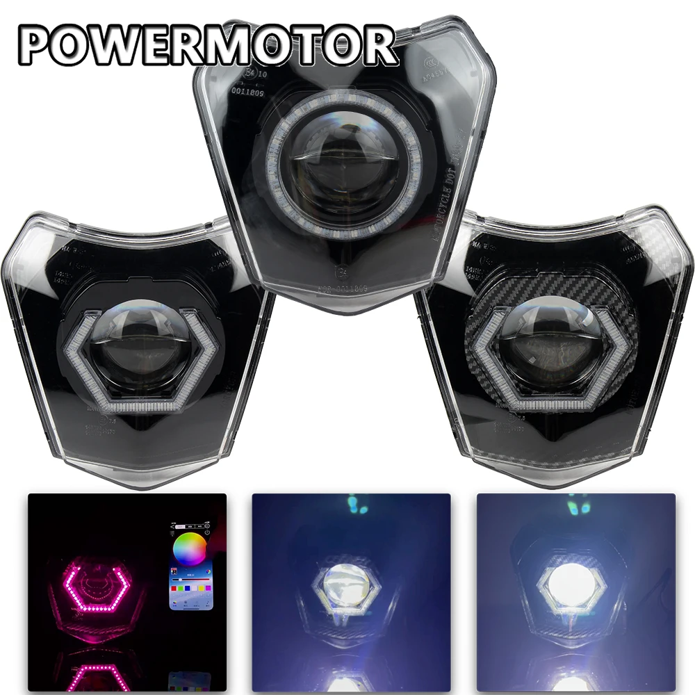 Motocross LED Headlight App Bluetooth Control For KTM EXC XC SX SXF EXCF XCF 125 250 300 450 Dirt Bike Motorcycle Accessories
