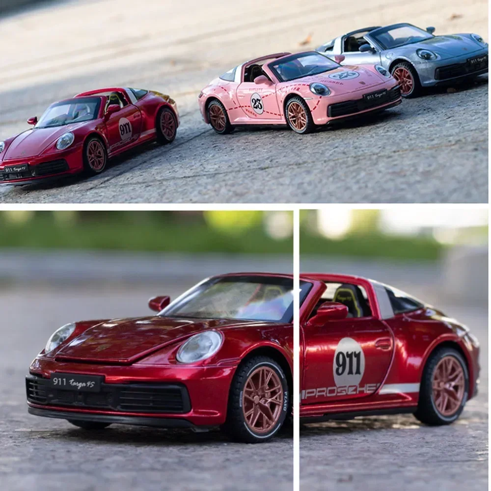 1:32 Porsche 911 Targa 4S ของเล่นรถยนต์ Miniature รุ่นโลหะผสม Diecast ดึงกลับ Super Sound Light ยานพาหนะเด็กเทศกาล GiftsFa Fa