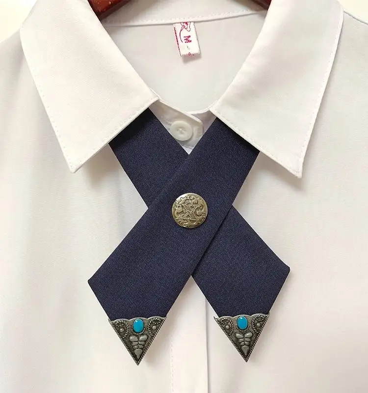 Gu Yinjiao Original Uniform Cross Tie Shirt Academy Style Female Student Vintage Collar Necktie