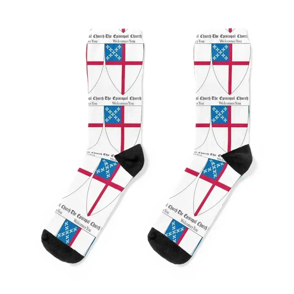 

The Episcopal Church Shield with Welcomes You 1 Socks gym Running christmass gift hiphop Boy Socks Women's