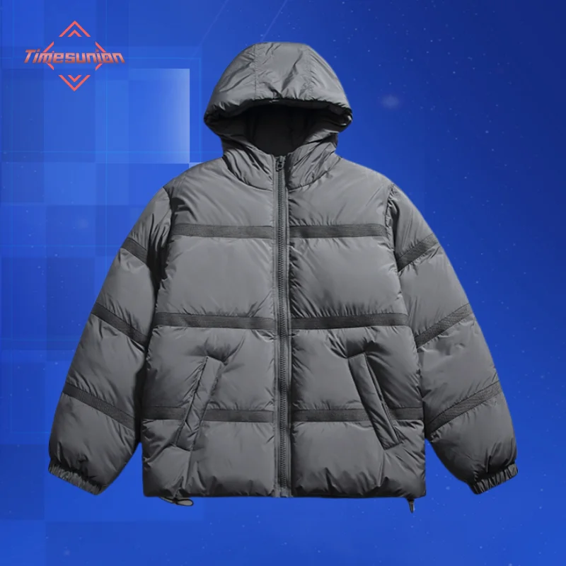 

Winter Jacket Men Mercerized Webbing Splicing Stitched Hooded Men's Parka Cotton and Thickening Padded Jackets Windproof Warm