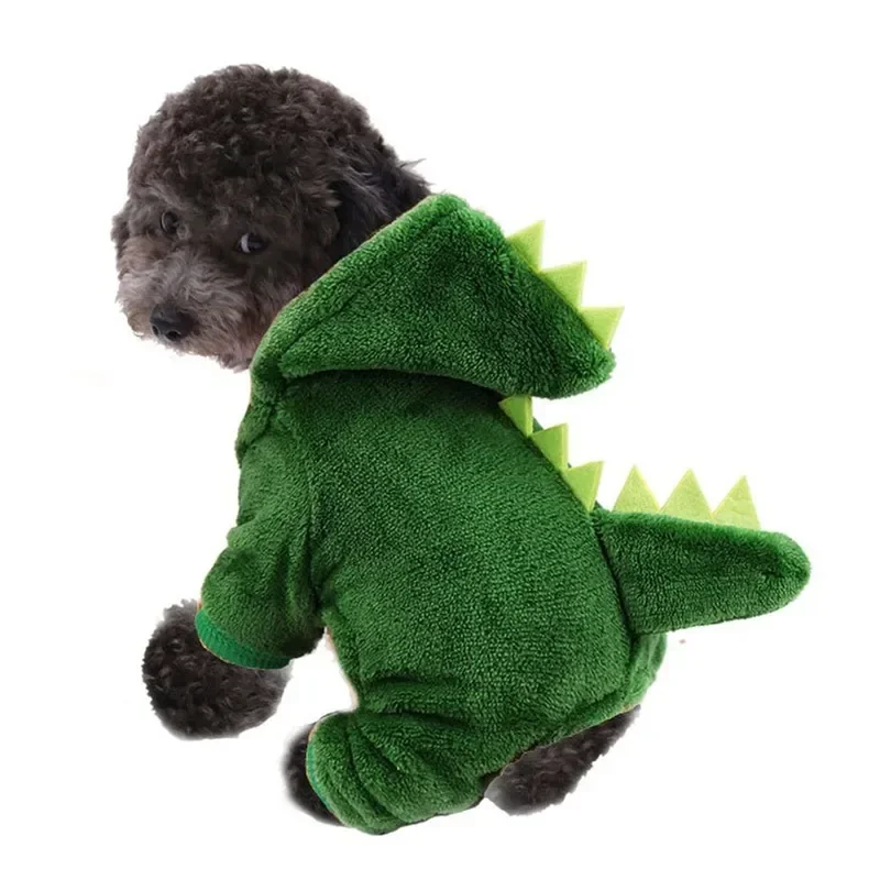 Pet Cat Clothes Puppy Dog Cat Funny Dinosaur Costume Winter Warm Plush Cat Coat Fleece Hoodies Sweater Small Dog Kitten Clothing