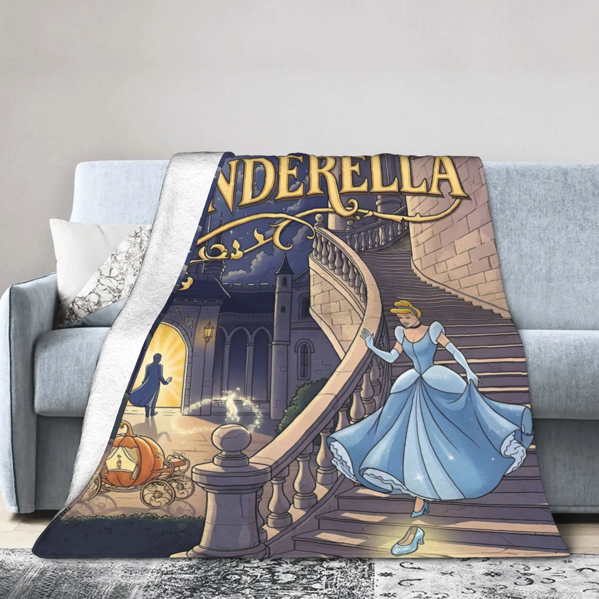 

Cinderella Glass Slipper Fleece Throw Blanket Cartoon Princess for Bedding Knitted Blanket Car Super Soft Multifunction