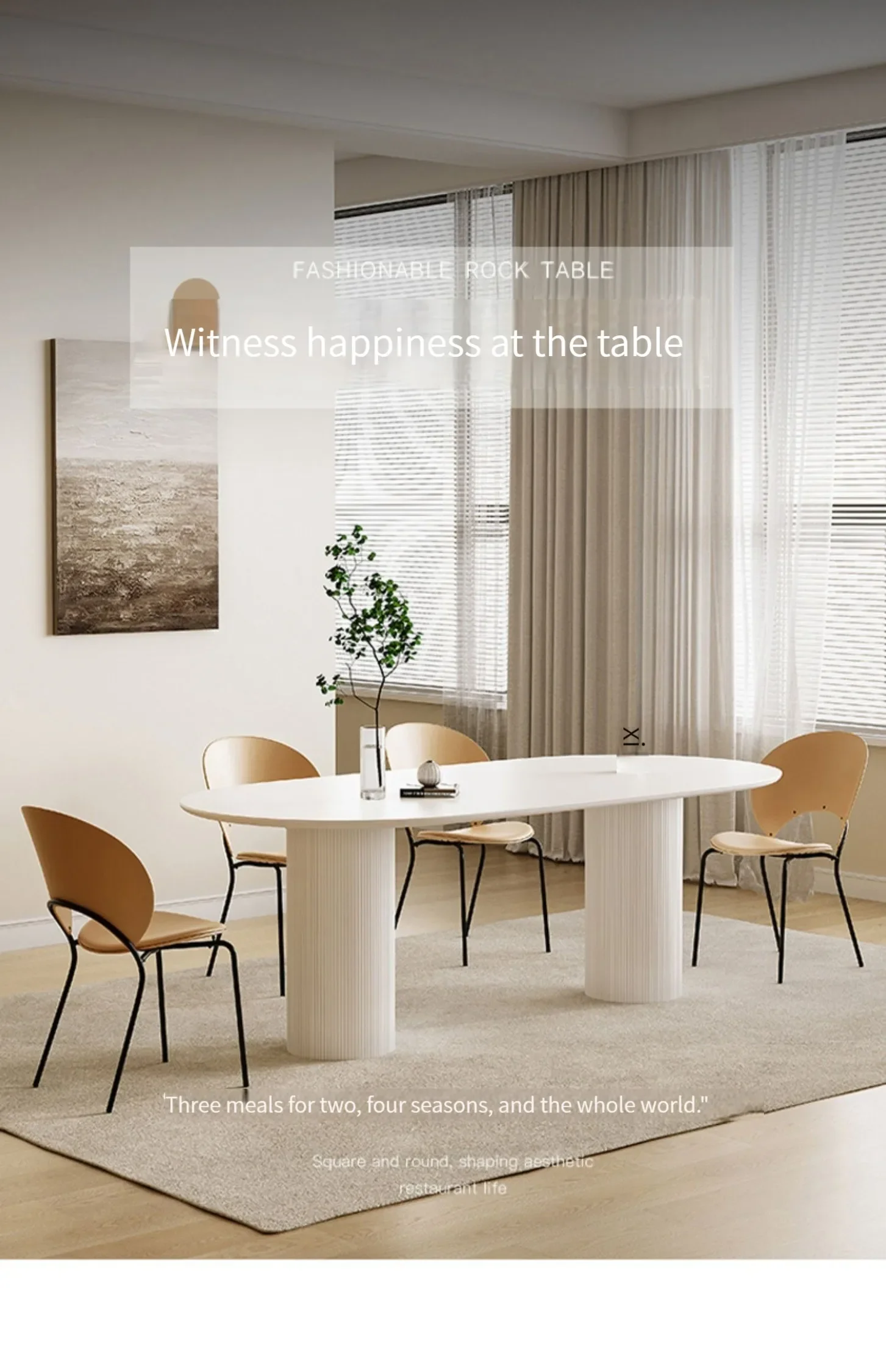 Minimalist Kitchen Chair Combination For Living Room Rectangle Simple Rock Slab Large 6 Seat White Dining Table Furnitures