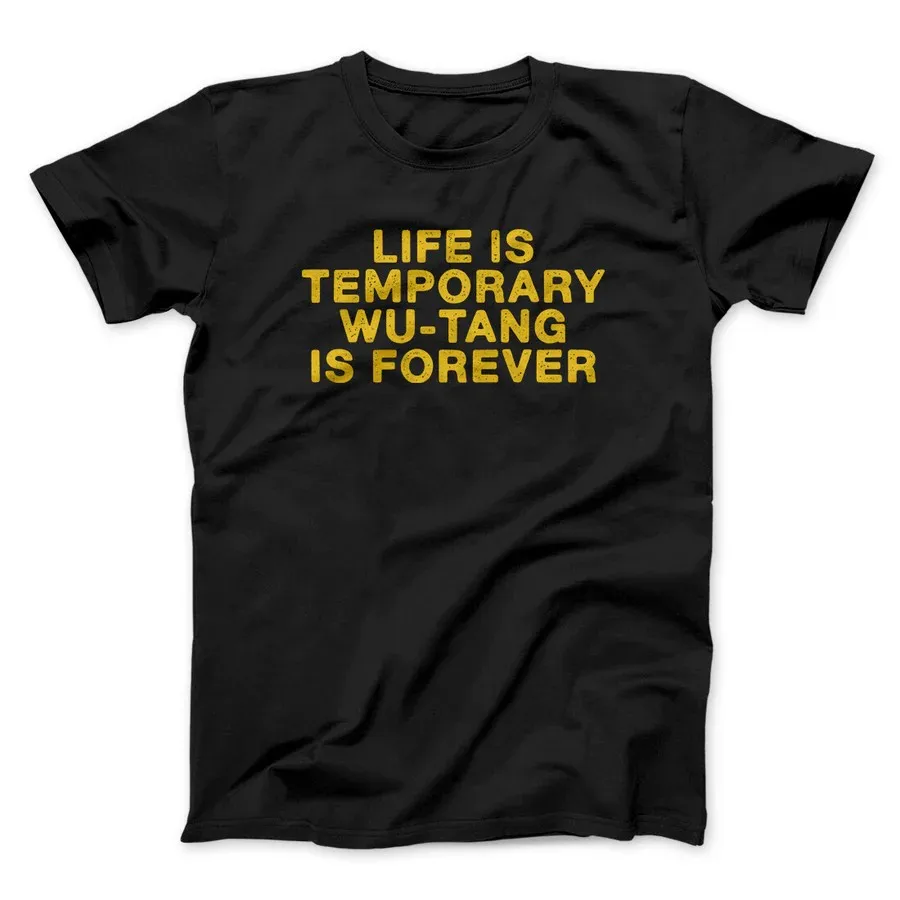 

LIFE IS TEMPORARY IS FOREVER МУЖСКАЯ/УНИСЕКСНАЯ ФУТБОЛКА Забавные футболки с текстом и круглым вырезом