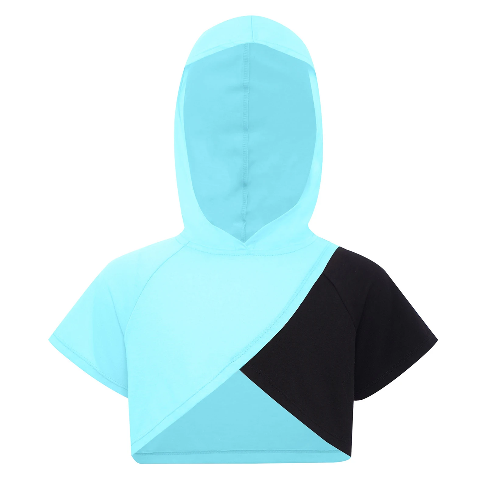

Kids Girls Hip-Hop Hooded Sweatshirt Short Sleeve Crop Tops Cropped Hoodies Pullover Sweatshirts for Sportswear Workout Fitness