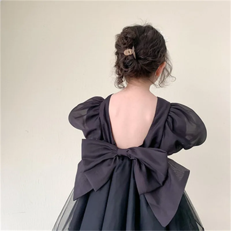 Mesh Puffy Dresses For Girls Tutu Ball Gown Kids Elegant Wedding Party Fairy Clothes Children Formal Princess Vestido 2-8 Years