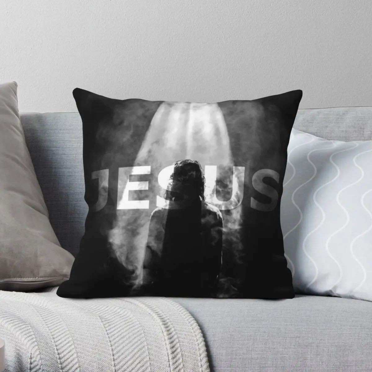 

JESUS Square Pillowcase Polyester Linen Velvet Printed Zip Decorative Pillow Case Room Cushion Cover 18"