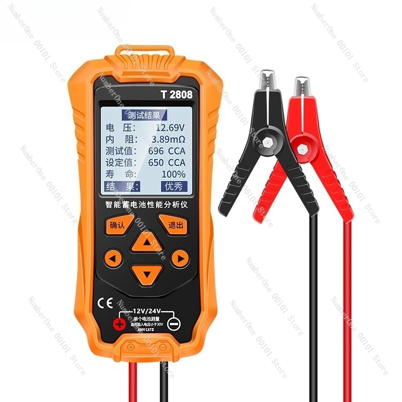 

T2808 Тестер автомобильного аккумулятора, высокая точность, 12 В, 24 В, срок службы батареи электромобиля, внутреннее сопротивление