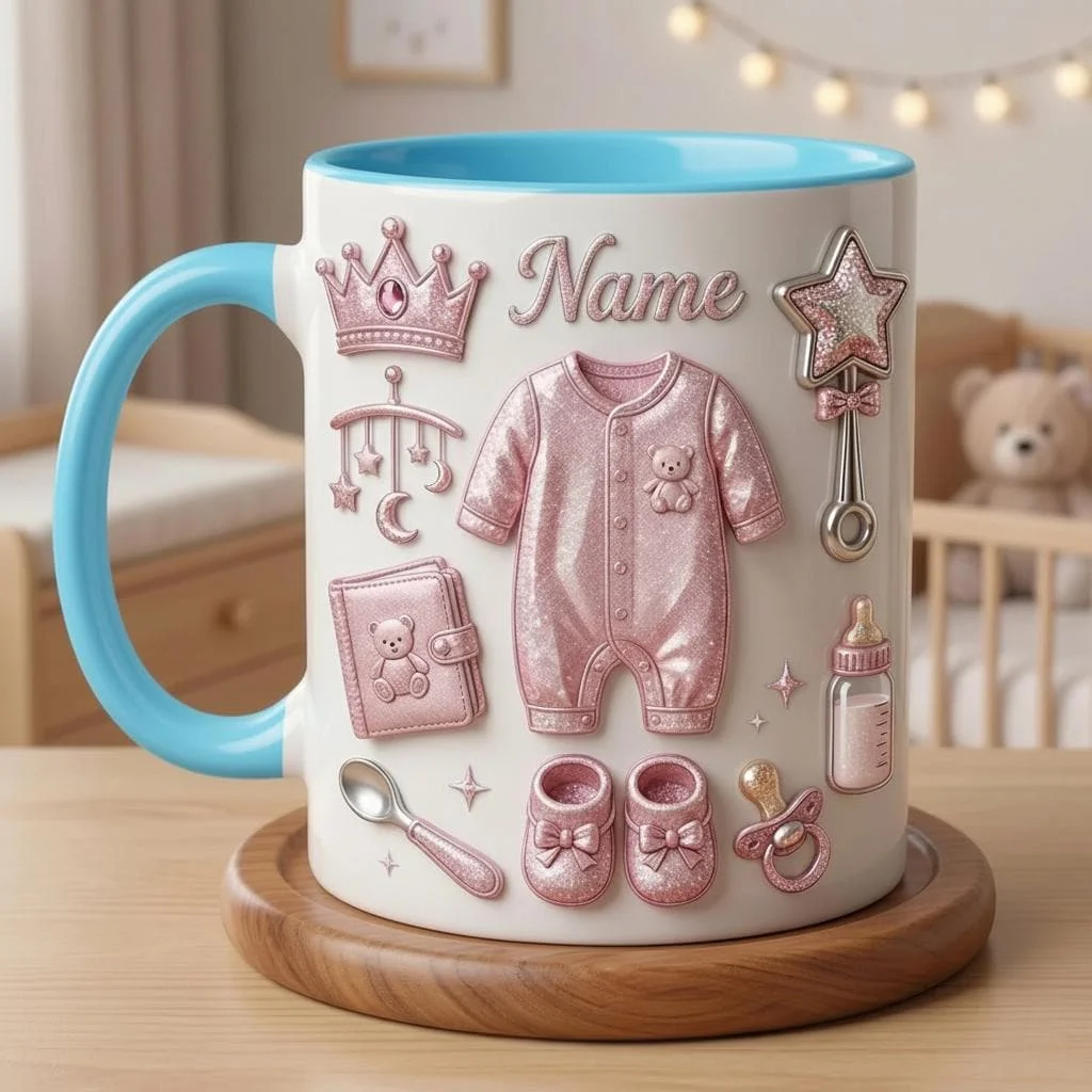 Personalized 3D Three-dimensional Baby Mug, The First Gift for Expectant Mothers, Commemorative Coffee Cup, Imitation Three-dime
