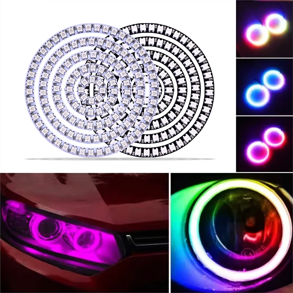 

WS2812B LED RING Pixel SMD5050 Individually Addressable Built-in IC WS2812 Smart DC5V Black/White PCB 5V/12v 27/48/72/96/120MM