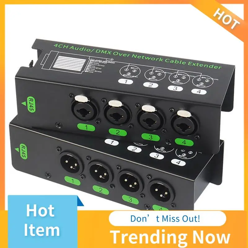 

B68A 1Pair 4-Channel 6.5 + 3-Pin XLR Audio/DMX Over Network Cable Extender DMX512 Network Signal Extender 1 Male+1 Female