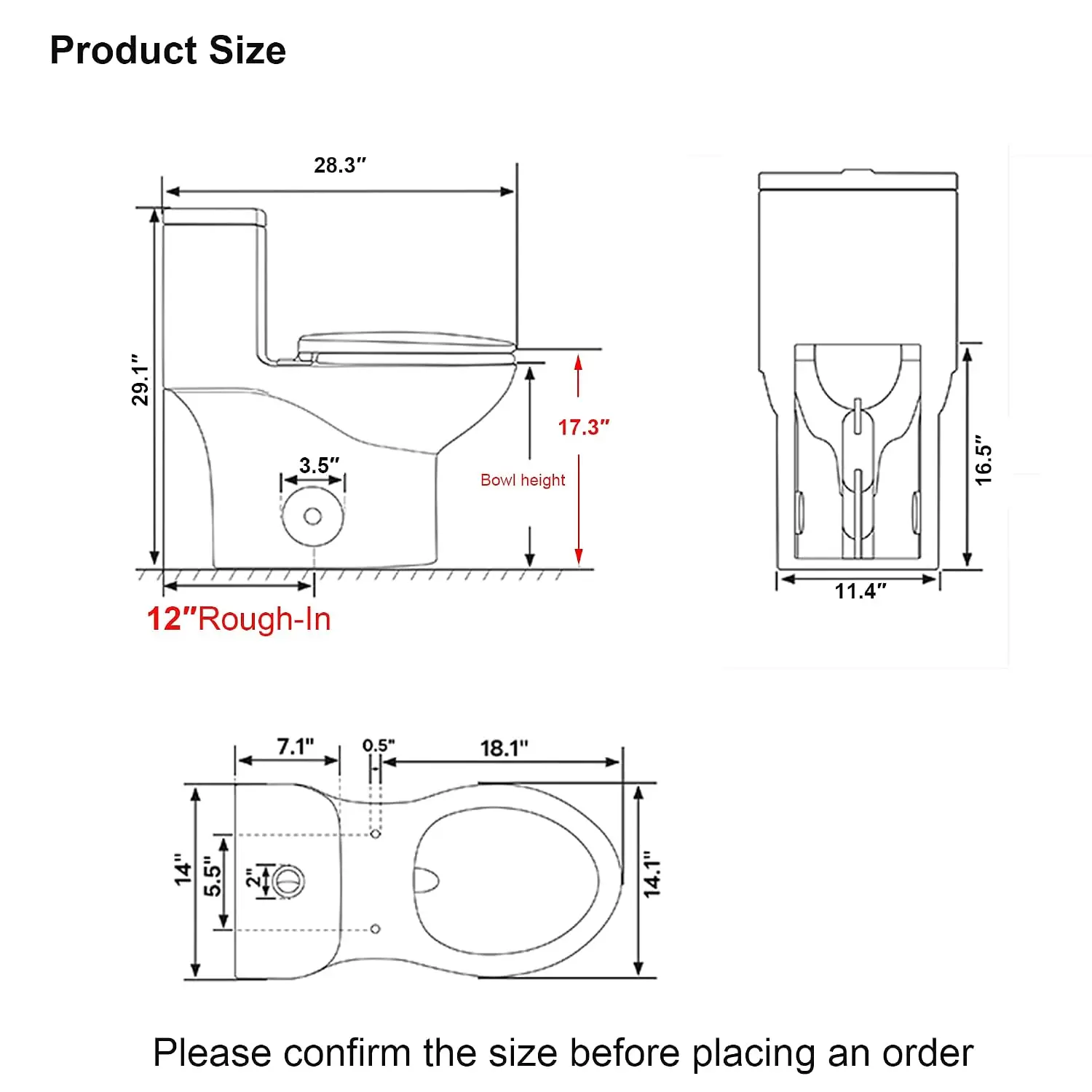 Elongated One Piece Toilet with Comfort Chair Seat ADA Height 17.3