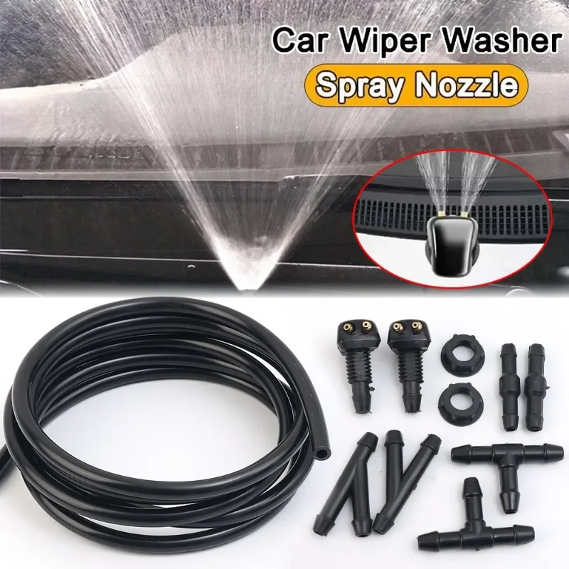 Universal Car Auto Windshield Washer Hose Wiper Blade Pipe Jet Spray Nozzle Water Fluid Tube Joiner Connector Replacement Kit