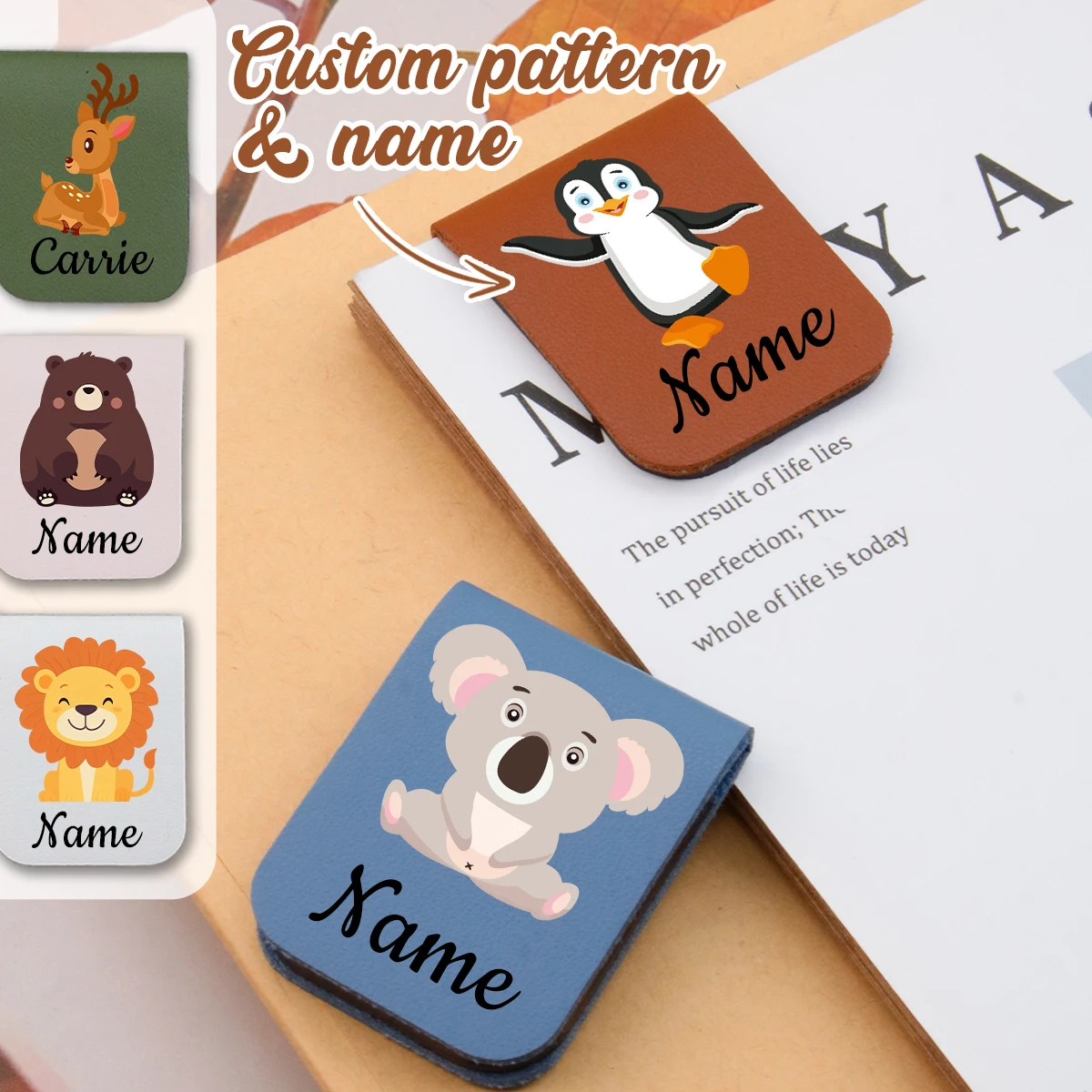 Personalized Magnetic Bookmarks,Custom Name Leather Bookmarks, Customized Book Marks For Reading,Customizable Bookmarks For Men,