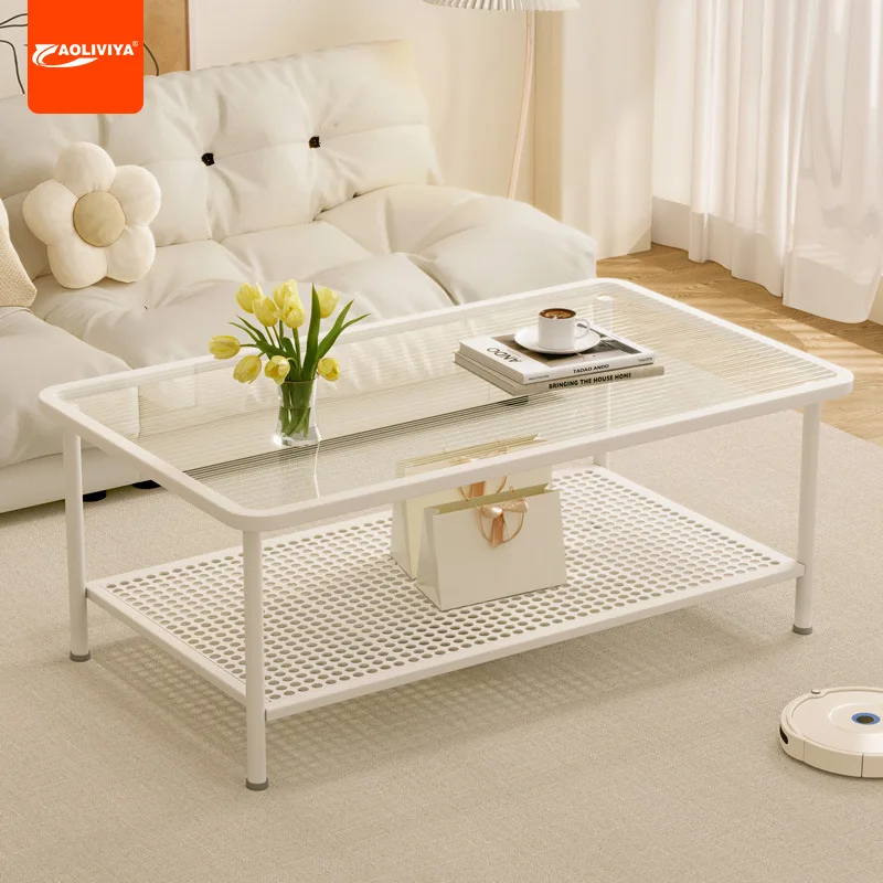 Aoliviya Sofa Side Table Household Living Room Coffee Table Advanced Light Luxury Tea Table Tea Making Cream Sty